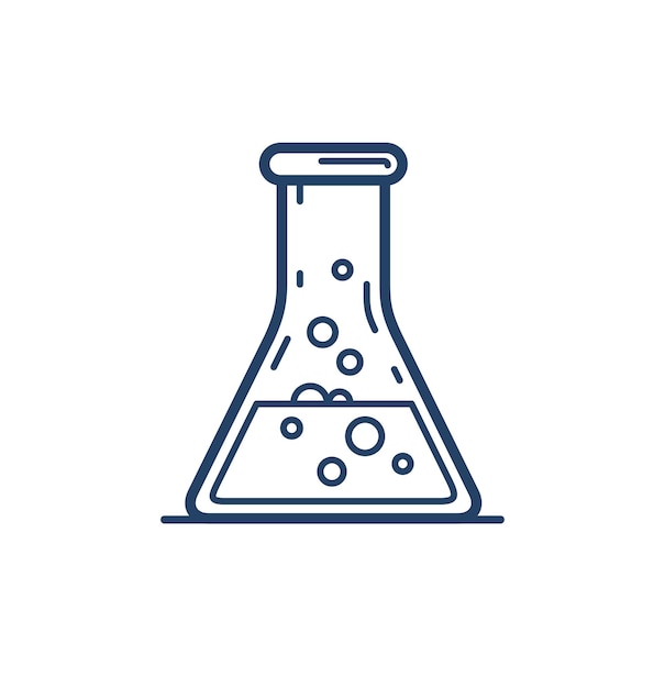 Vector de frasco químico icono lineal simple ciencia química línea arte símbolo de laboratorio investigación
