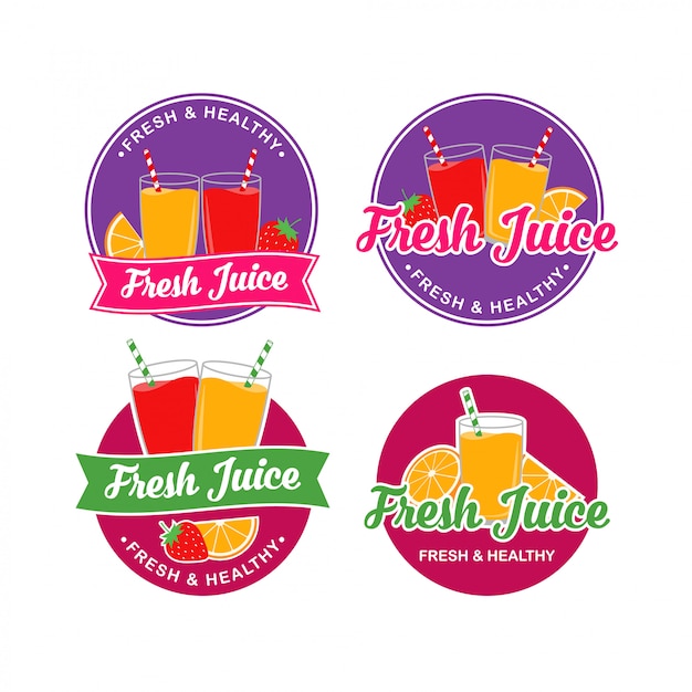 Vector vector fresco del logotipo del jugo con diseño de la insignia