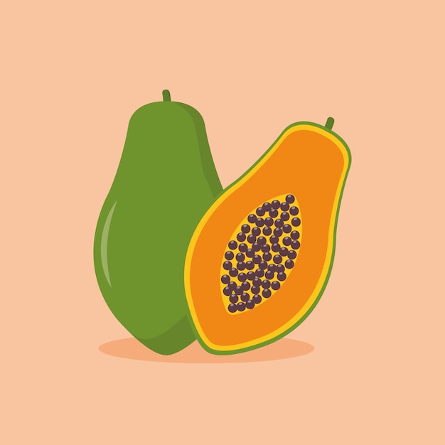 vector de fruta de diseño plano de papaya