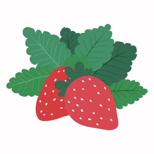 El vector de la fruta de las fresas de dibujos animados de kawaii