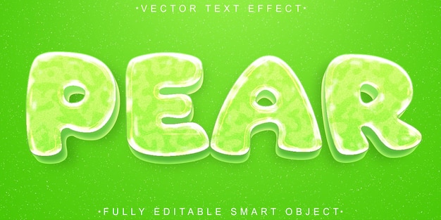 Vector de fruta fresca de dibujos animados totalmente editable Efecto de texto de objeto inteligente