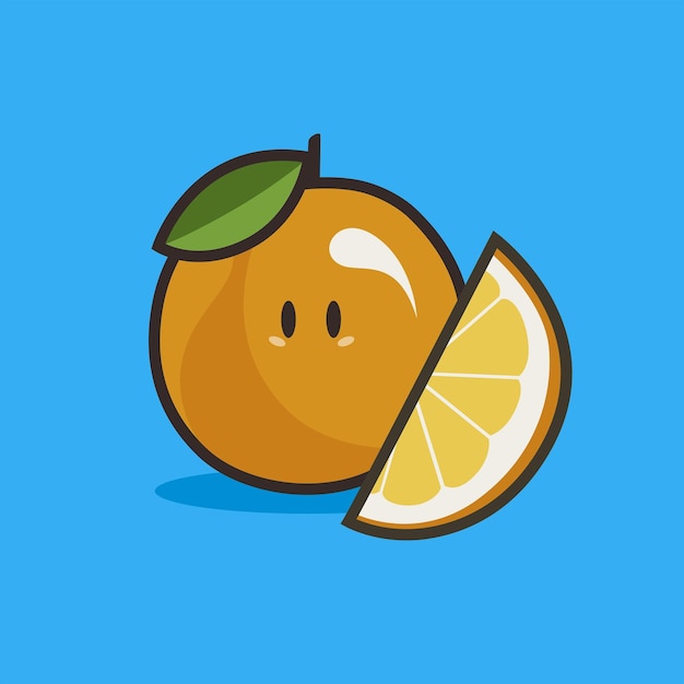 Vector de fruta naranja con fondo azul.