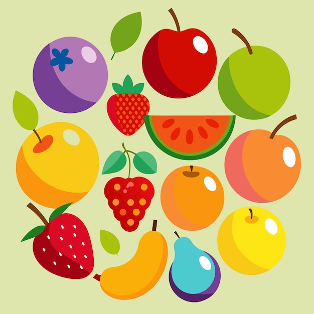 Vector de frutas de colores