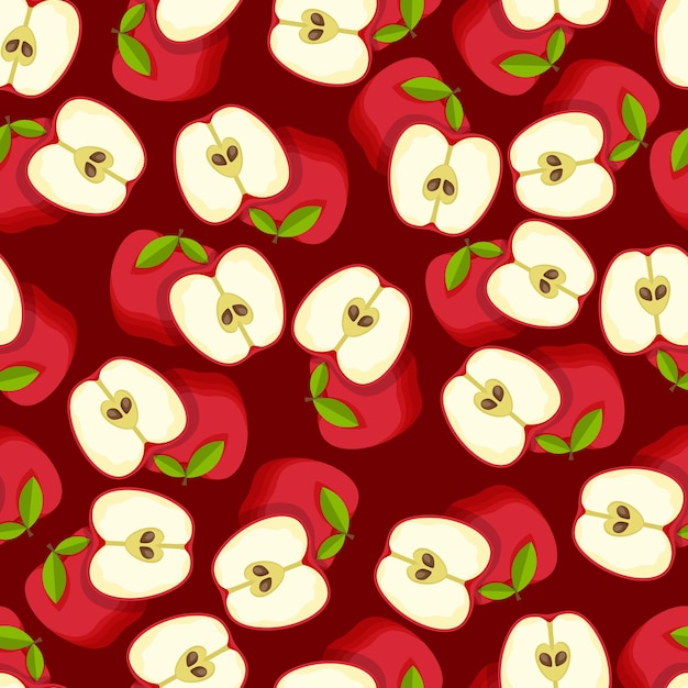 Vector de frutas con patrón de manzana repetido fondo sin costuras Mejor para regalo de tela de portada de papel