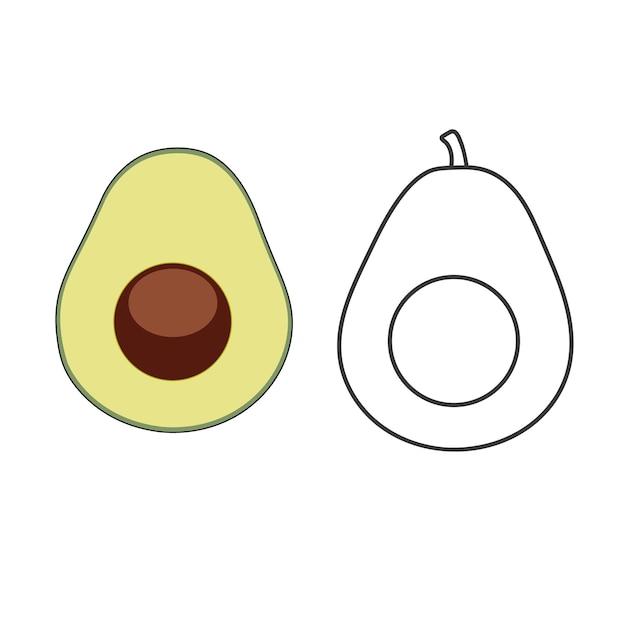 Vector de frutas simples de aguacate de fondo blanco
