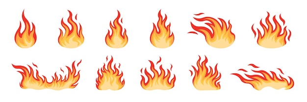 Vector de fuego Conjunto de iconos de fuego