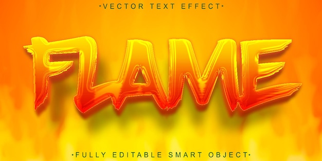 Vector de fuego de llama Efecto de texto de objeto inteligente totalmente editable