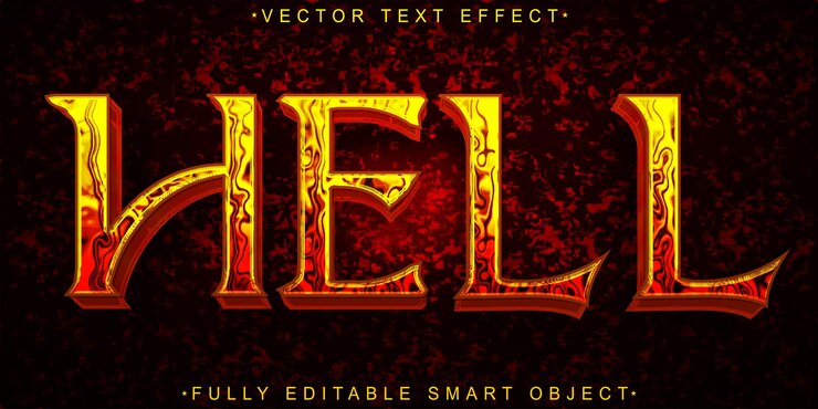 Vector vector de fuego naranja de lava totalmente editable objeto inteligente efecto de texto