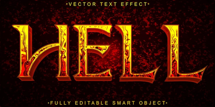 Vector vector de fuego naranja de lava totalmente editable objeto inteligente efecto de texto