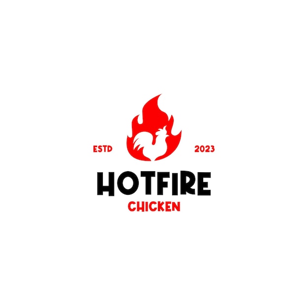Vector fuego pollo logo diseño concepto ilustración idea