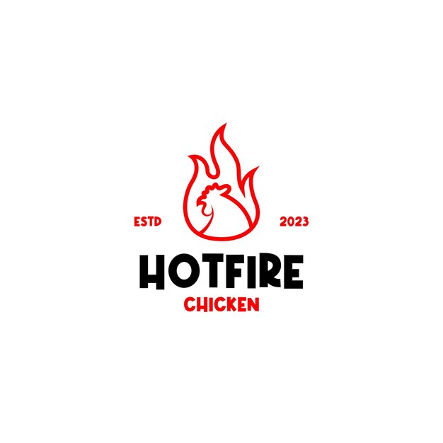Vector fuego pollo logo diseño concepto ilustración idea