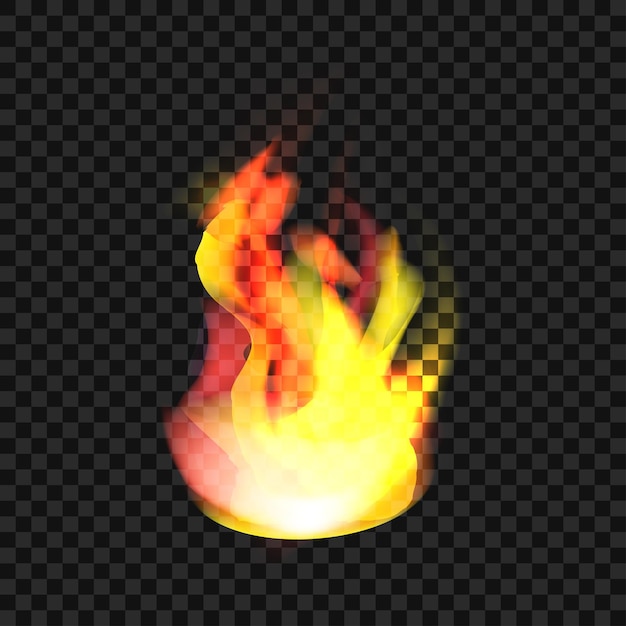 Vector de fuego realista sobre fondo negro