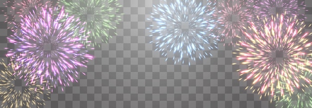 Vector fuegos artificiales festivos aislados en png