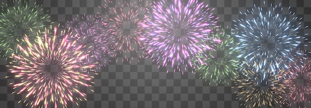 Vector fuegos artificiales festivos aislados en png