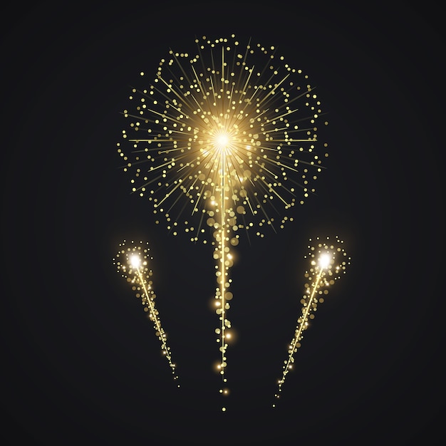 Vector de fuegos artificiales de oro