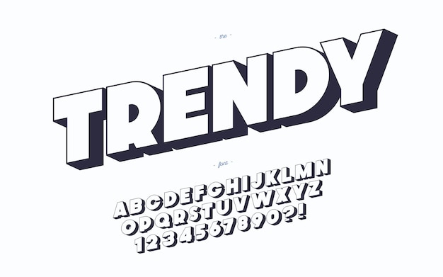 Vector fuente de moda estilo 3D en negrita tipografía moderna para camiseta libro de juegos carreras infografías gráficos de movimiento video promoción póster decoración impresión de pancartas tipografía de moda10 eps