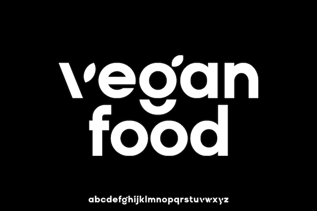 Vector de fuente de visualización de alfabeto de comida vegana sans serif negrita moderno único