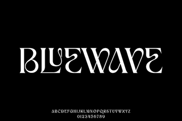 Vector de fuente de visualización de alfabeto con serif curvo de lujo elegante