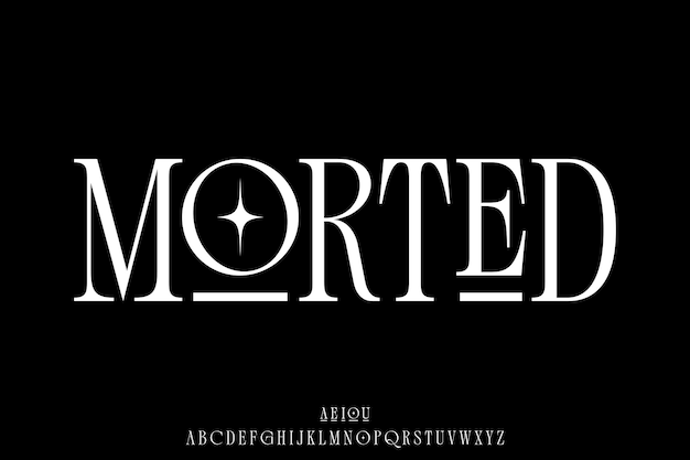 Vector de fuente de visualización de alfabeto serif fuerte elegante con ilustración de estilo alternativo