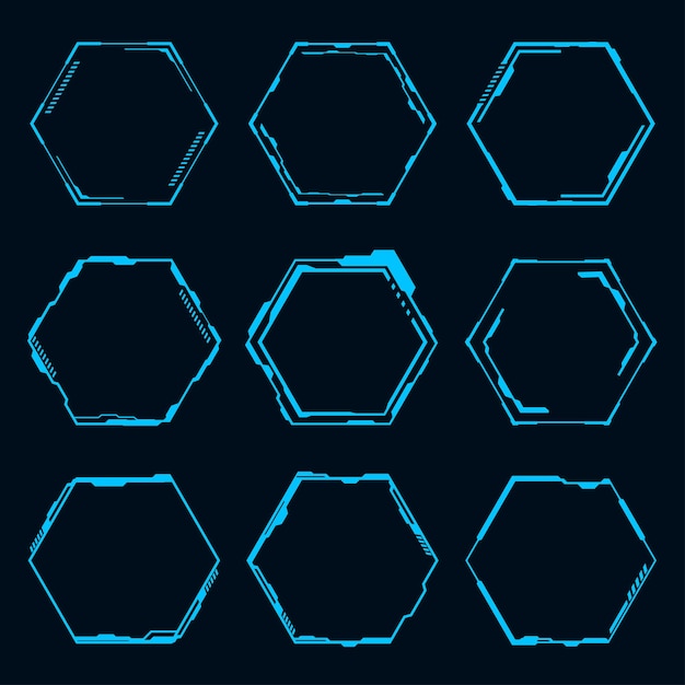 Vector futurista elemento hexagonal HUD focus scifi diseño circular