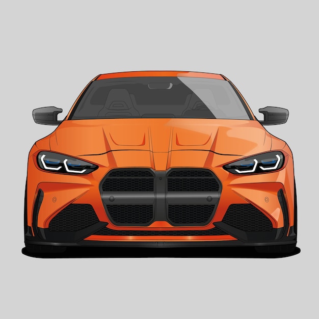 Vector G power BMW M3M4 Ilustración naranja de la parte delantera de un automóvil deportivo