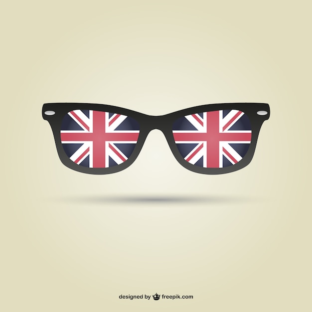 Vector de gafas con bandera del reino unido