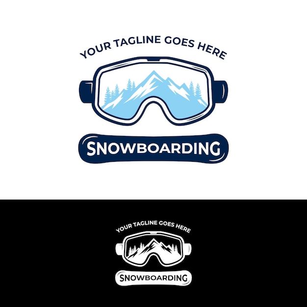 Vector gafas de snowboard extremo diseño de logotipo