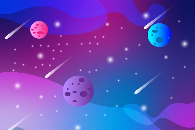 Vector de galaxia con luna y fondo estrellado