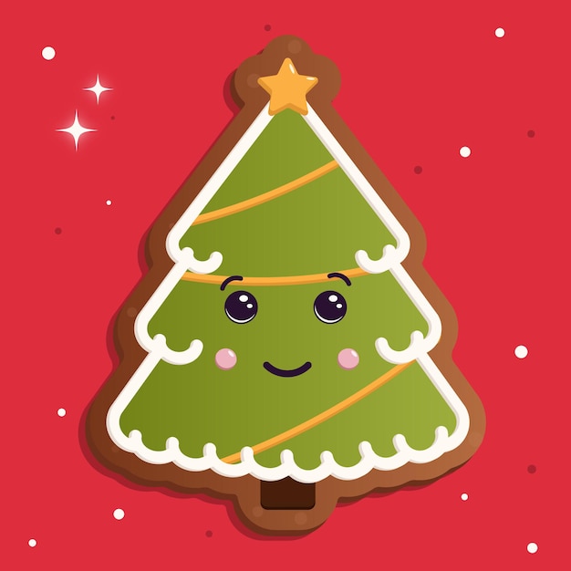 vector, galletas de jengibre, galletas de navidad, ilustración, con, galletas de navidad