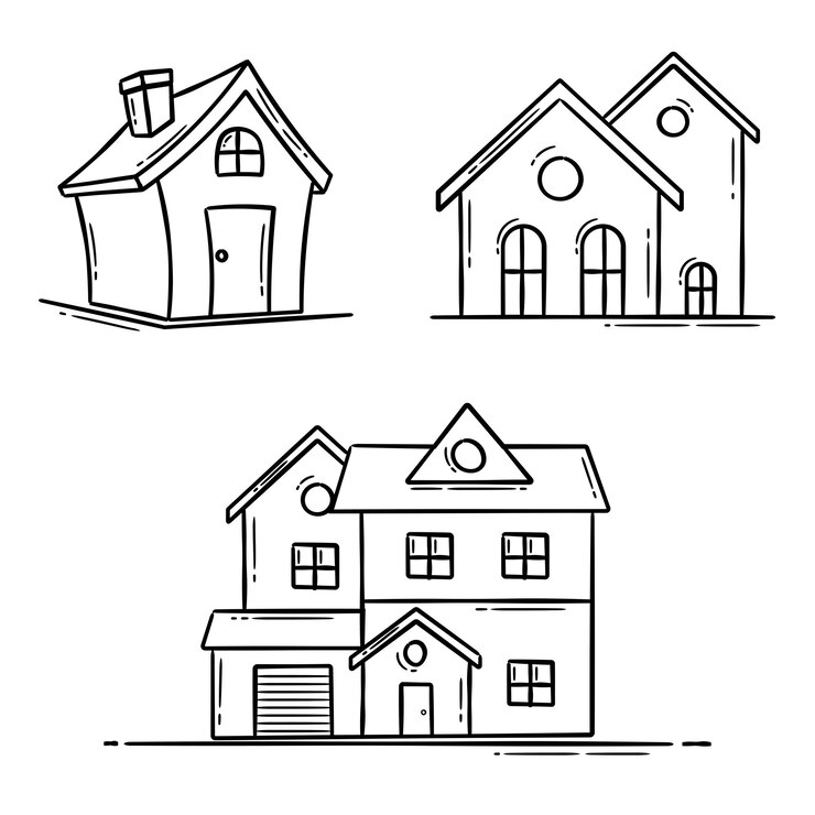 Vector de garabateo de la casa