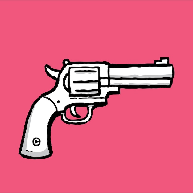 El vector de garabateo del clipart de la pistola de revólver blanco