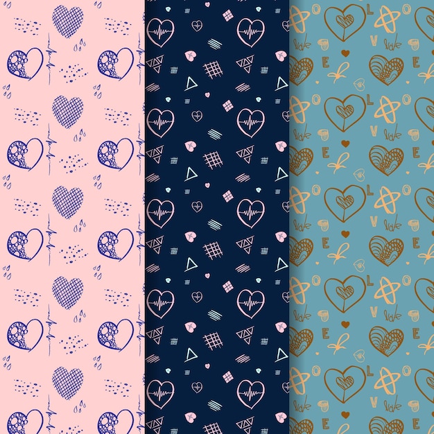 Vector de garabateo de patrones sin costuras de amor