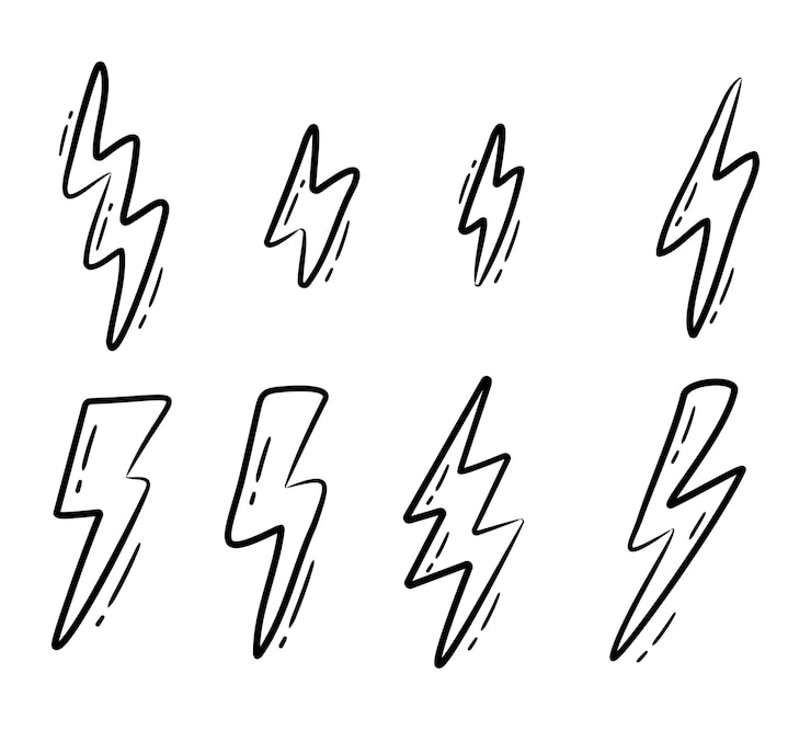 Vector de garabateo de relámpago
