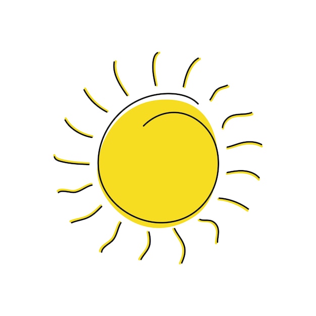 El vector de garabateo del sol es el vector de la marca de la mano del signo amarillo.