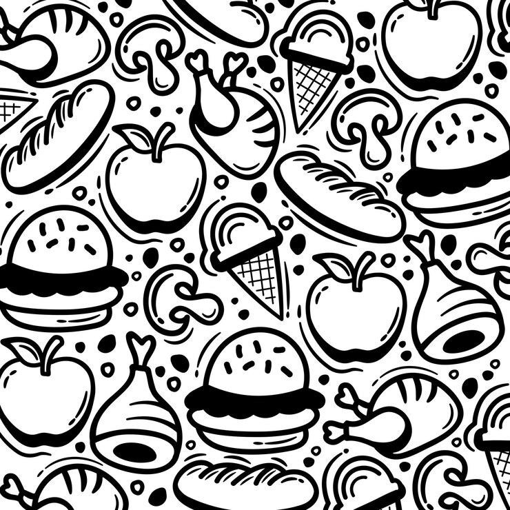 Vector de garabates de alimentos