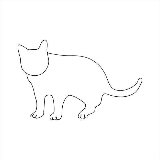 Vector gato animal de compañía continuo dibujo de una línea aislado en ilustración de fondo blanco y mini