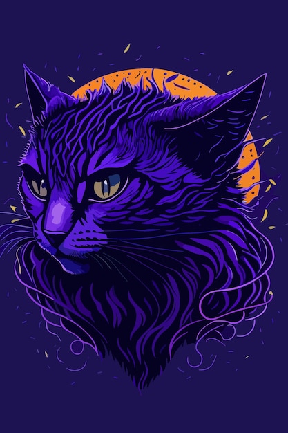 vector de un gato arte digital en púrpura ilustración diseño de arte logotipo cartel y diseño de camiseta