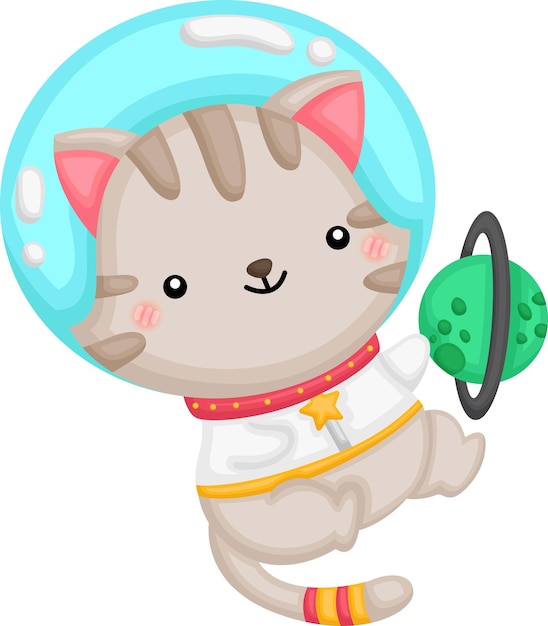 un vector de gato astronauta