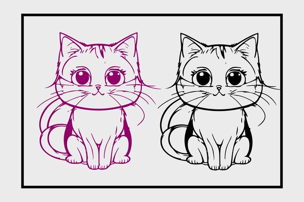 Vector gato dibujos animados animal lindo kawaii doodle diseño de página para colorear