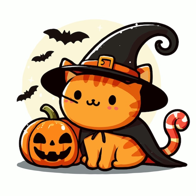 El vector de gato de halloween en fondo blanco