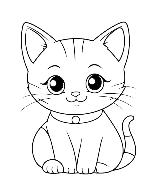 El vector del gato lindo_ Páginas para colorear para gatos