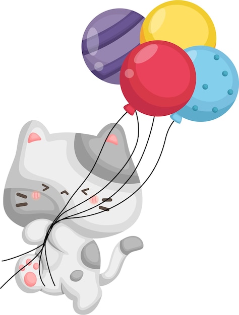 un vector de un gato lindo en el tema del cumpleaños
