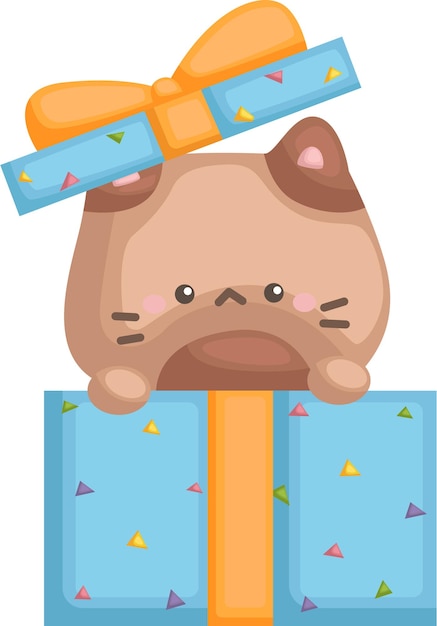 Vector un vector de un gato lindo en el tema del cumpleaños