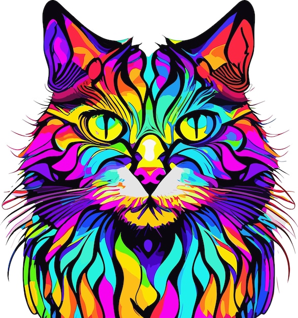 Vector de gato psicodélico