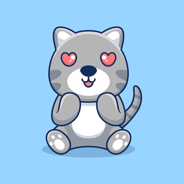 Vector gato sentado conmocionado linda mascota de dibujos animados kawaii creativo