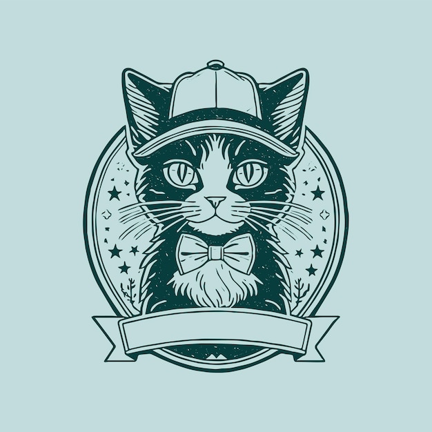 Vector vector de gato con sombrero