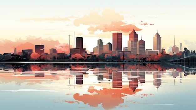 Vector vector geometric 3d city view metropolis sunset en fondo blanco eps paris france banner il