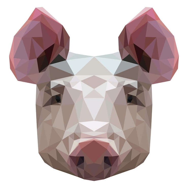 Vector vector geométrico de cerdo, ilustración de baja poli