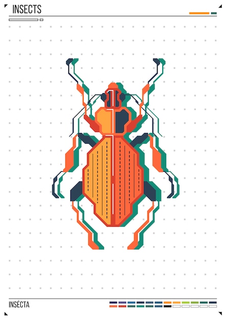 Vector geométrico error o escarabajo. insecto en el fondo del cartel