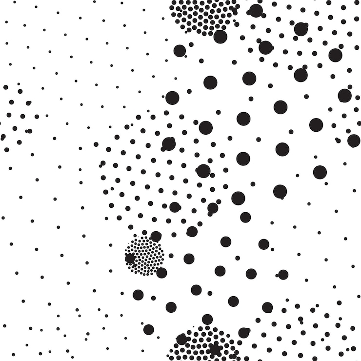 Vector vector geométrico de patrones sin fisuras universal repetición círculos abstractos figura en negro blanco amarillo moderno diseño de círculo de semitono puntillismo